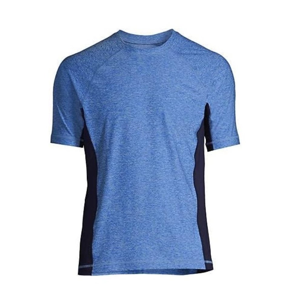 NWT Lands' End Men's Crew Neck Short Sleeve Rash Guard Blue UPF 50 XL $60 FLE209 - Picture 5 of 5